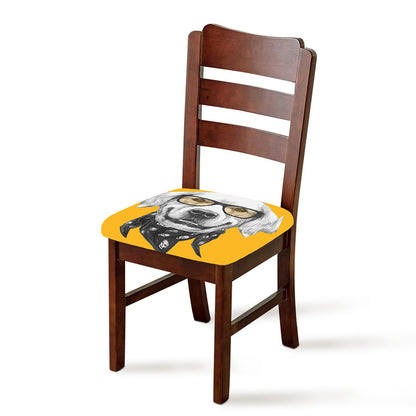 Golden Retriever With Glasses Print Chair Cushion Cover