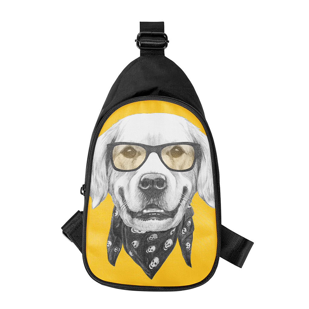 Golden Retriever With Glasses Print Chest Bag