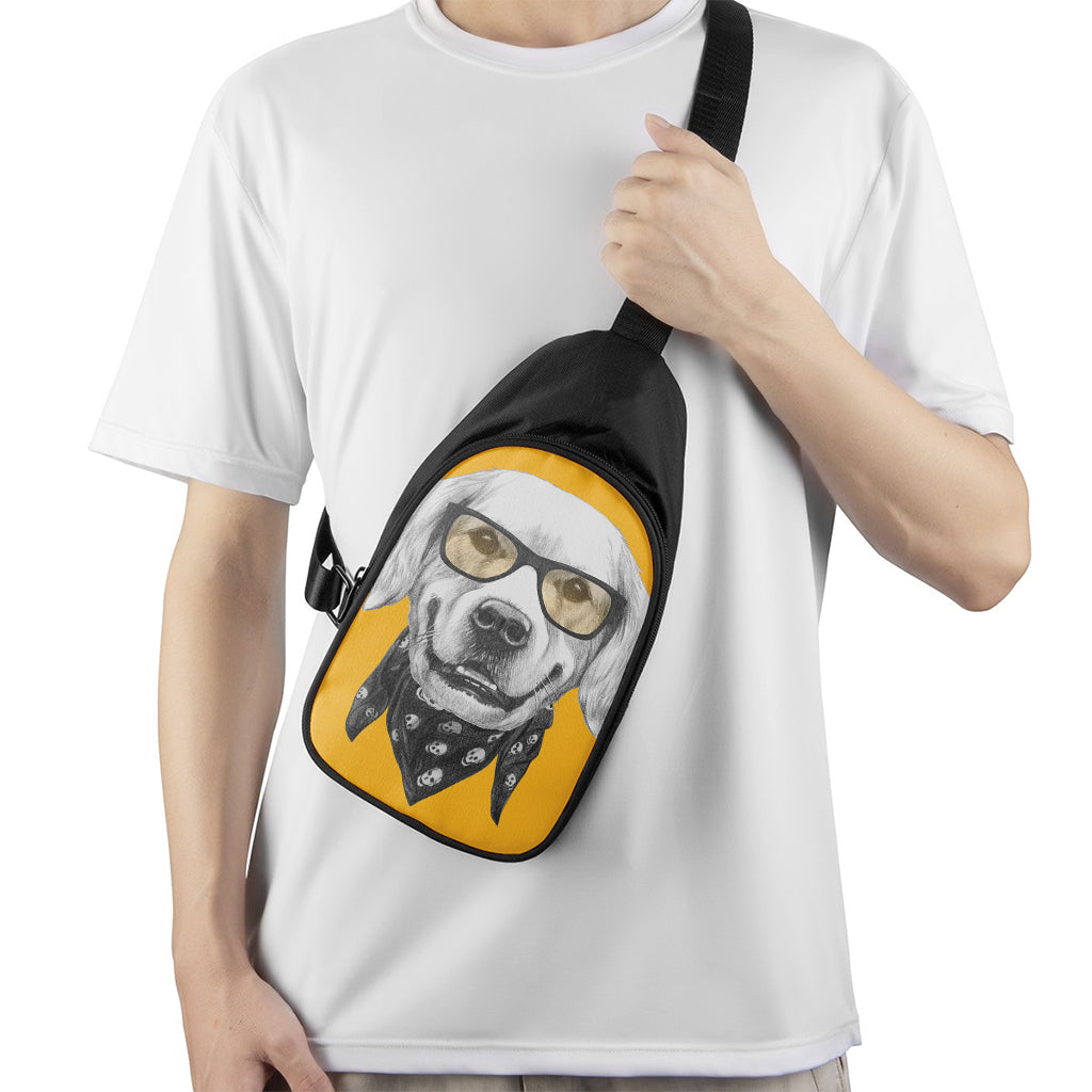 Golden Retriever With Glasses Print Chest Bag