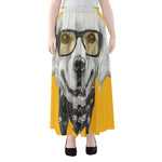 Golden Retriever With Glasses Print Chiffon Maxi Skirt