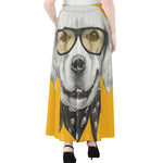 Golden Retriever With Glasses Print Chiffon Maxi Skirt