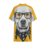 Golden Retriever With Glasses Print Cotton Hawaiian Shirt