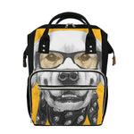 Golden Retriever With Glasses Print Diaper Bag