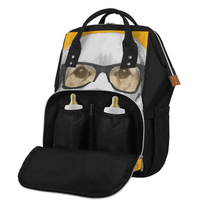 Golden Retriever With Glasses Print Diaper Bag