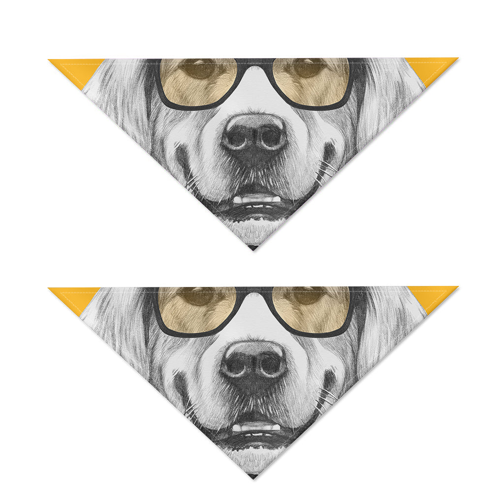 Golden Retriever With Glasses Print Dog Bandana