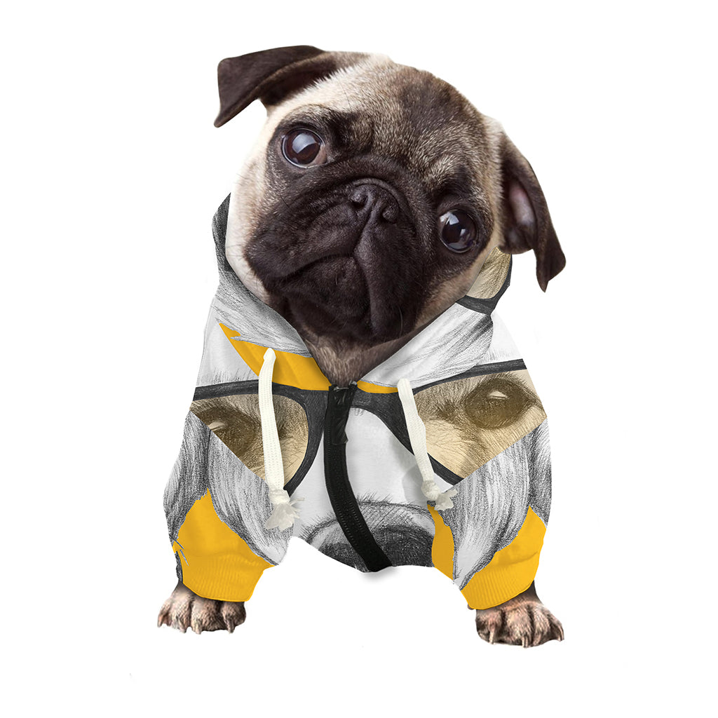 Golden Retriever With Glasses Print Dog Zip Up Hoodie
