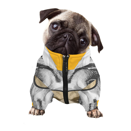 Golden Retriever With Glasses Print Dog Zip Up Jacket