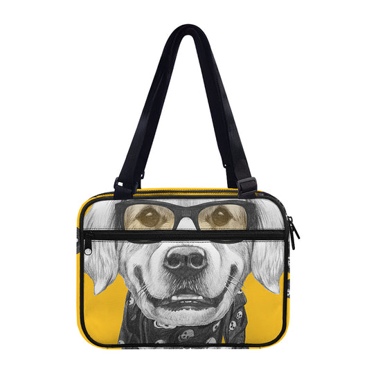Golden Retriever With Glasses Print Double Strap Bible Bag