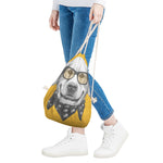 Golden Retriever With Glasses Print Drawstring Bag