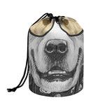 Golden Retriever With Glasses Print Drawstring Makeup Bag