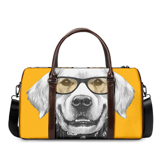 Golden Retriever With Glasses Print Duffle Bag