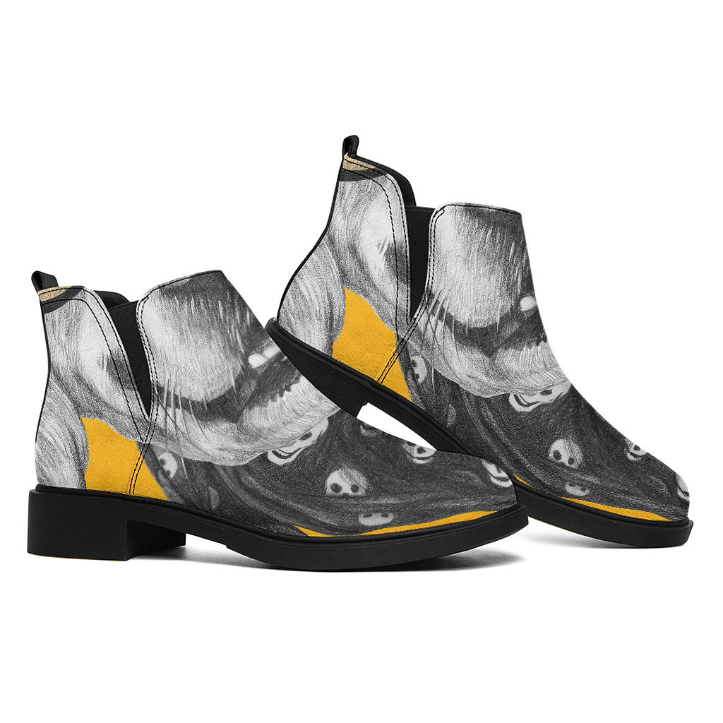 Golden Retriever With Glasses Print Flat Ankle Boots