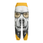 Golden Retriever With Glasses Print Fleece Lined Knit Pants