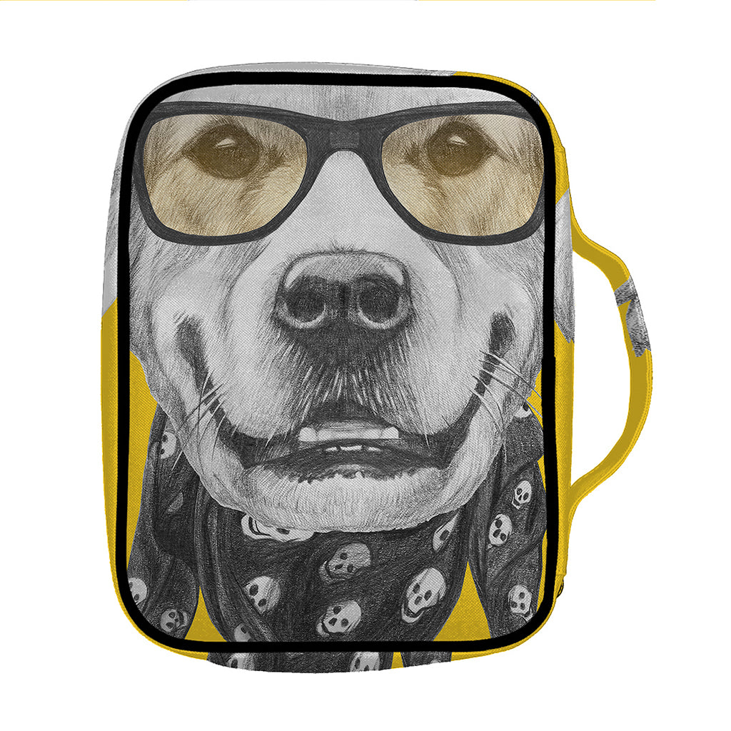 Golden Retriever With Glasses Print Front Pocket Bible Bag