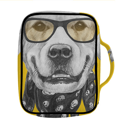 Golden Retriever With Glasses Print Front Pocket Bible Bag