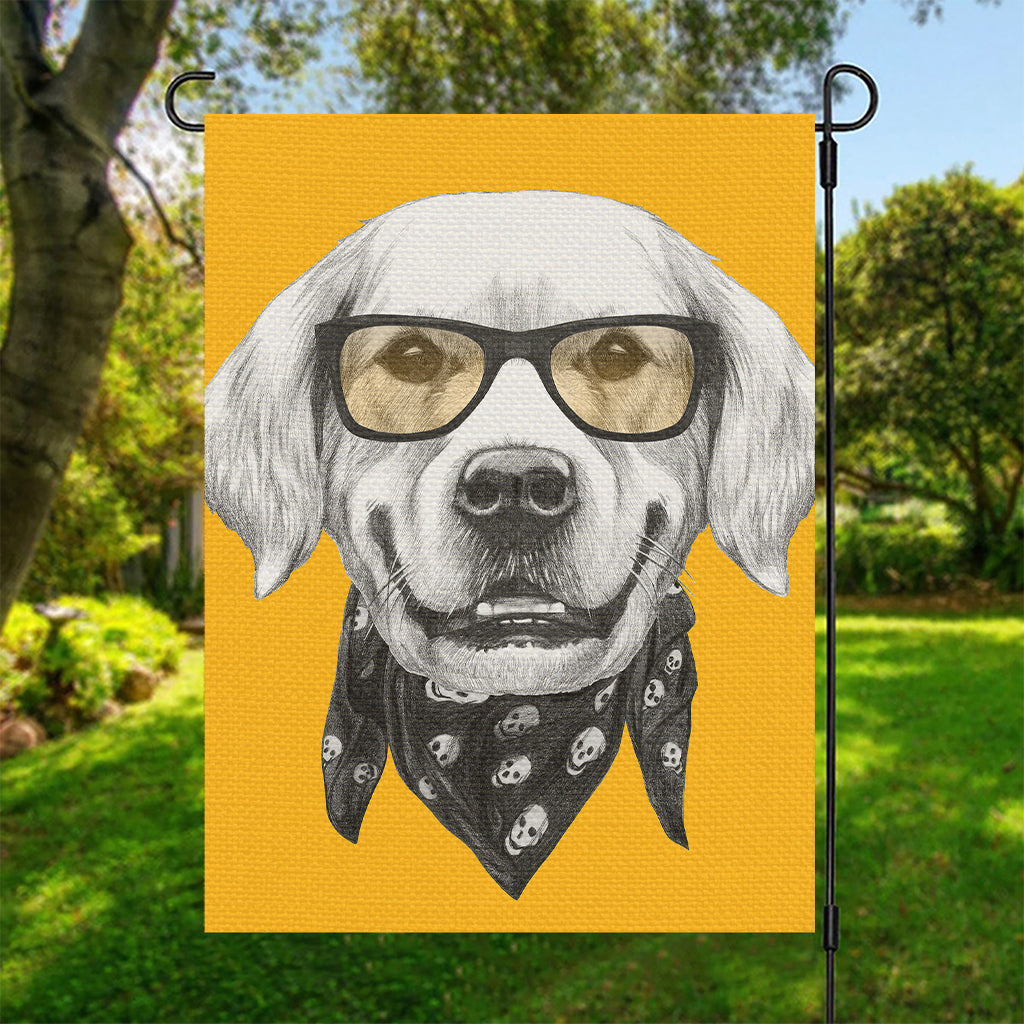 Golden Retriever With Glasses Print Garden Flag