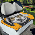 Golden Retriever With Glasses Print Golf Cart Seat Cover