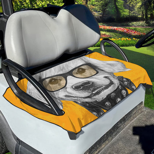 Golden Retriever With Glasses Print Golf Cart Seat Cover