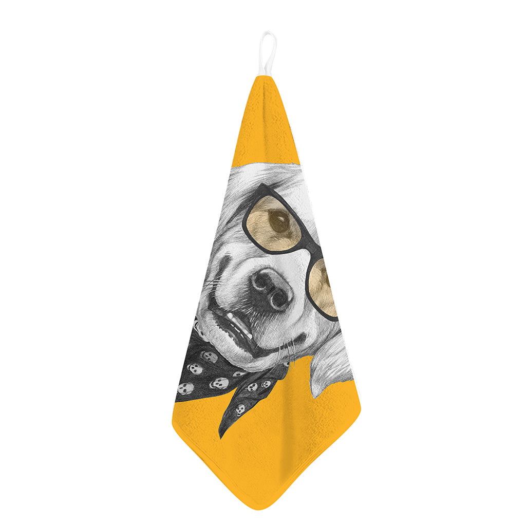 Golden Retriever With Glasses Print Hand Towel