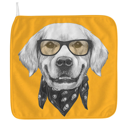 Golden Retriever With Glasses Print Hand Towel