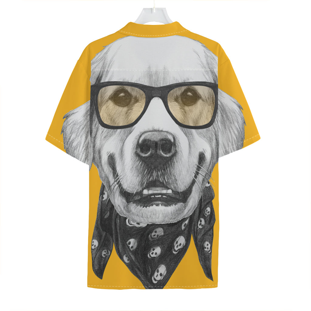 Golden Retriever With Glasses Print Hawaiian Shirt