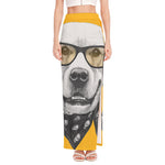 Golden Retriever With Glasses Print High Slit Maxi Skirt