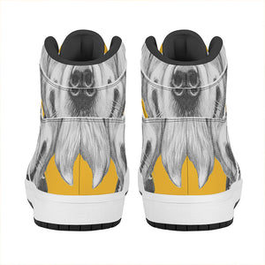 Golden Retriever With Glasses Print High Top Leather Sneakers