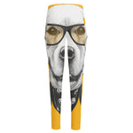 Golden Retriever With Glasses Print High-Waisted Pocket Leggings