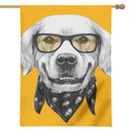Golden Retriever With Glasses Print House Flag