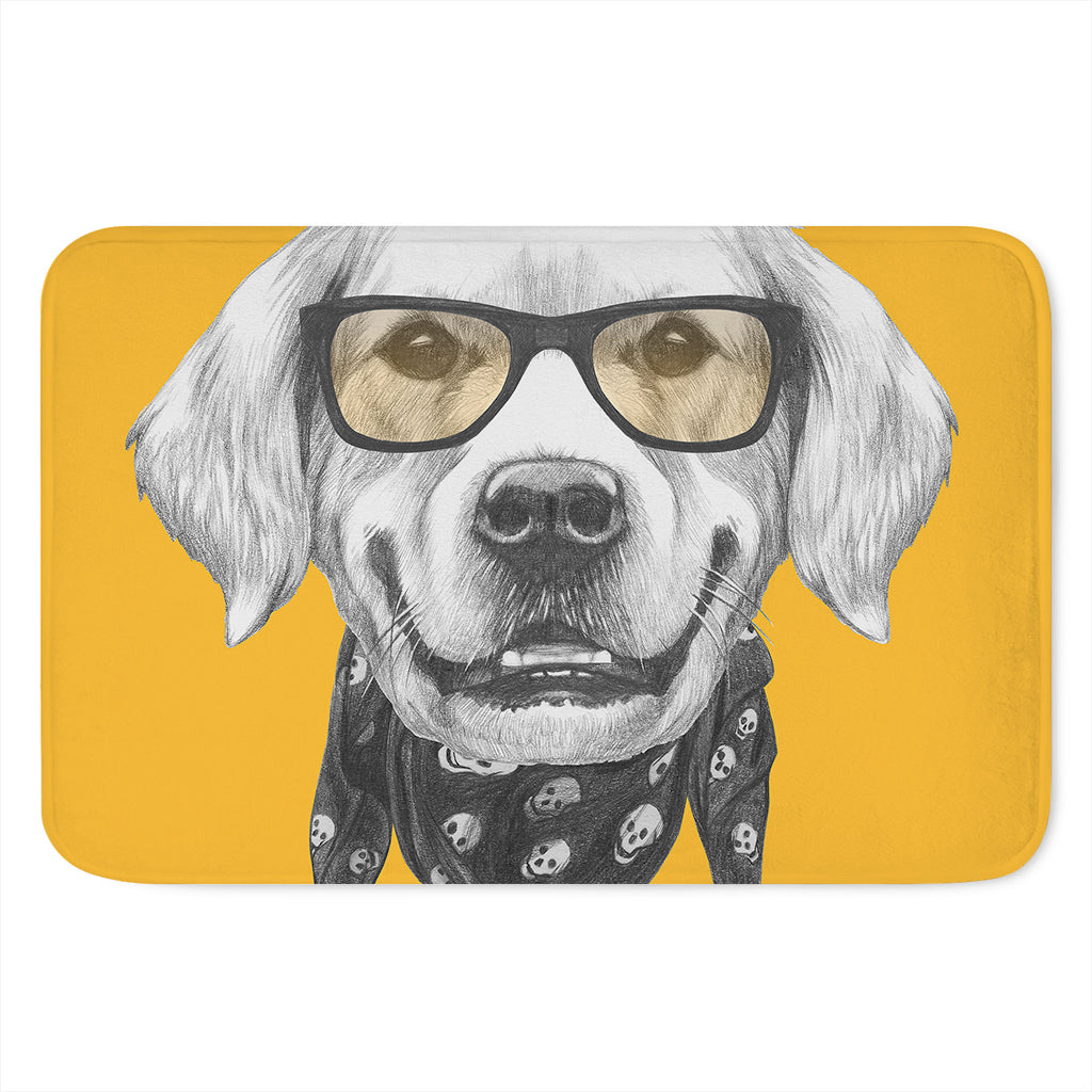 Golden Retriever With Glasses Print Indoor Door Mat