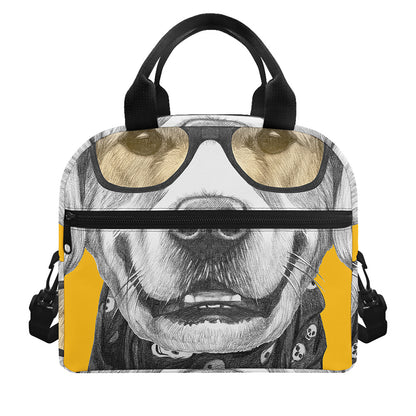Golden Retriever With Glasses Print Insulated Lunch Bag