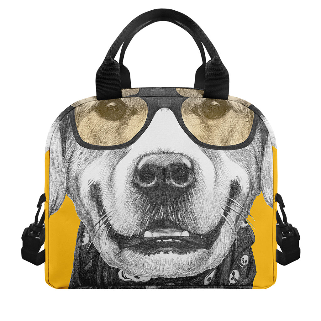 Golden Retriever With Glasses Print Insulated Lunch Bag