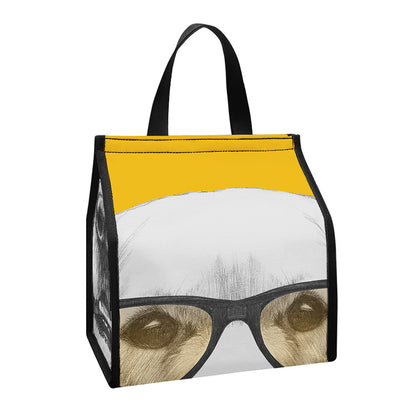 Golden Retriever With Glasses Print Insulated Lunch Tote