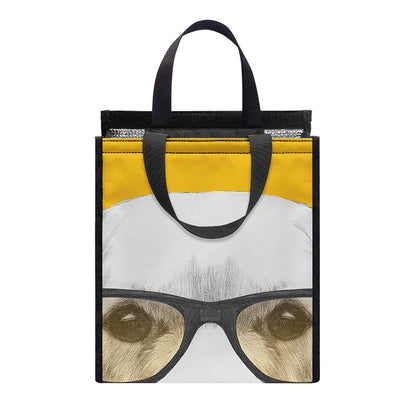 Golden Retriever With Glasses Print Insulated Lunch Tote