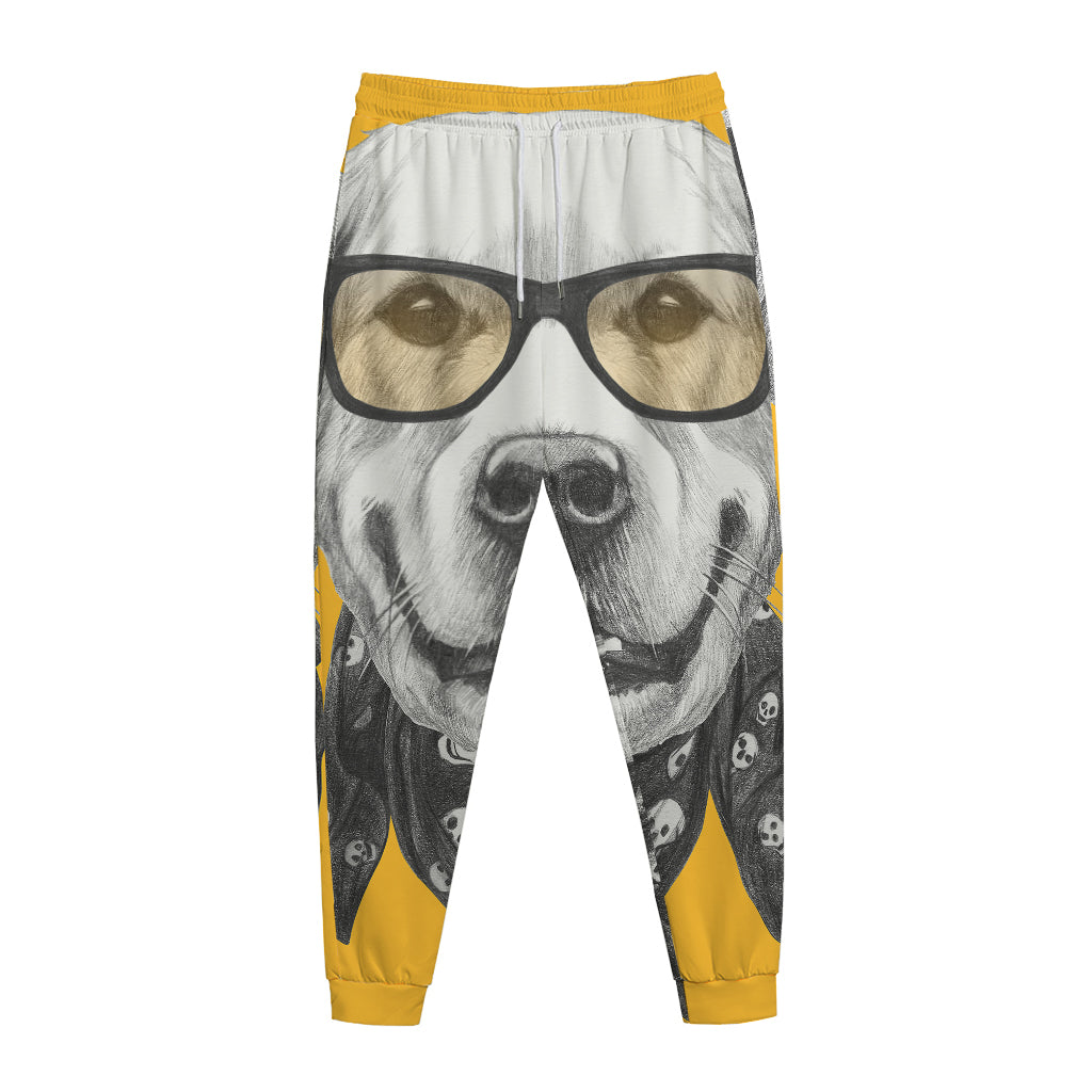 Golden Retriever With Glasses Print Jogger Pants