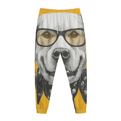 Golden Retriever With Glasses Print Jogger Pants