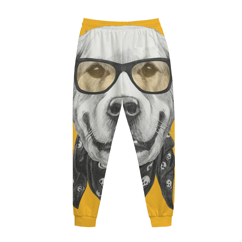 Golden Retriever With Glasses Print Jogger Pants