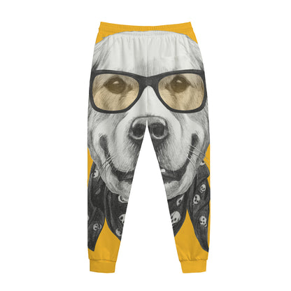 Golden Retriever With Glasses Print Jogger Pants