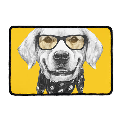 Golden Retriever With Glasses Print Kitchen Mat