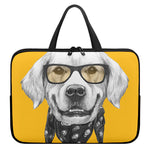 Golden Retriever With Glasses Print Laptop Sleeve With Handle