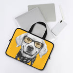 Golden Retriever With Glasses Print Laptop Sleeve With Handle