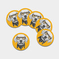 Golden Retriever With Glasses Print Leather Coaster Set