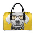 Golden Retriever With Glasses Print Leather Duffel Bag