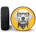 Golden Retriever With Glasses Print Leather Spare Tire Cover