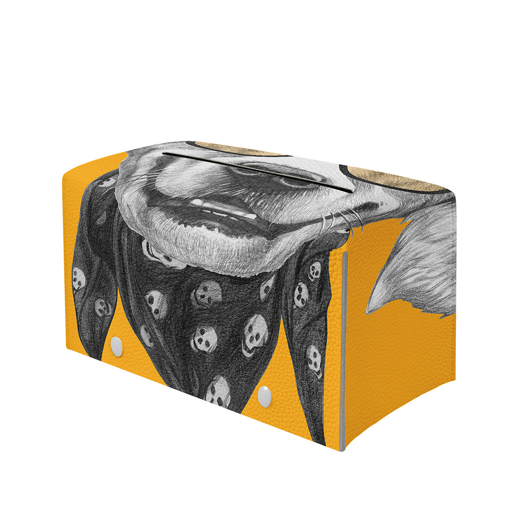 Golden Retriever With Glasses Print Leather Tissue Box Cover