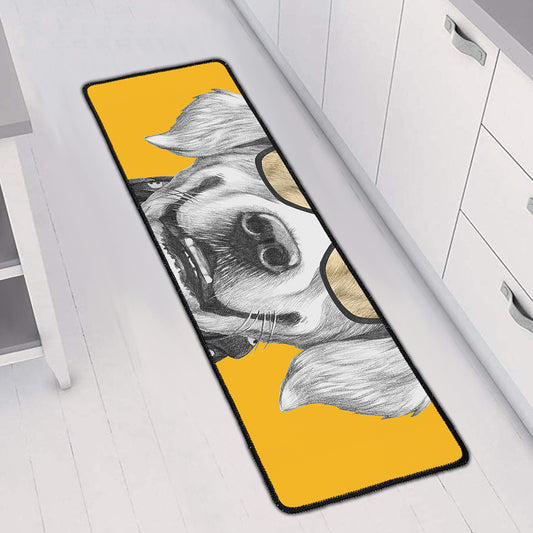 Golden Retriever With Glasses Print Long Kitchen Mat