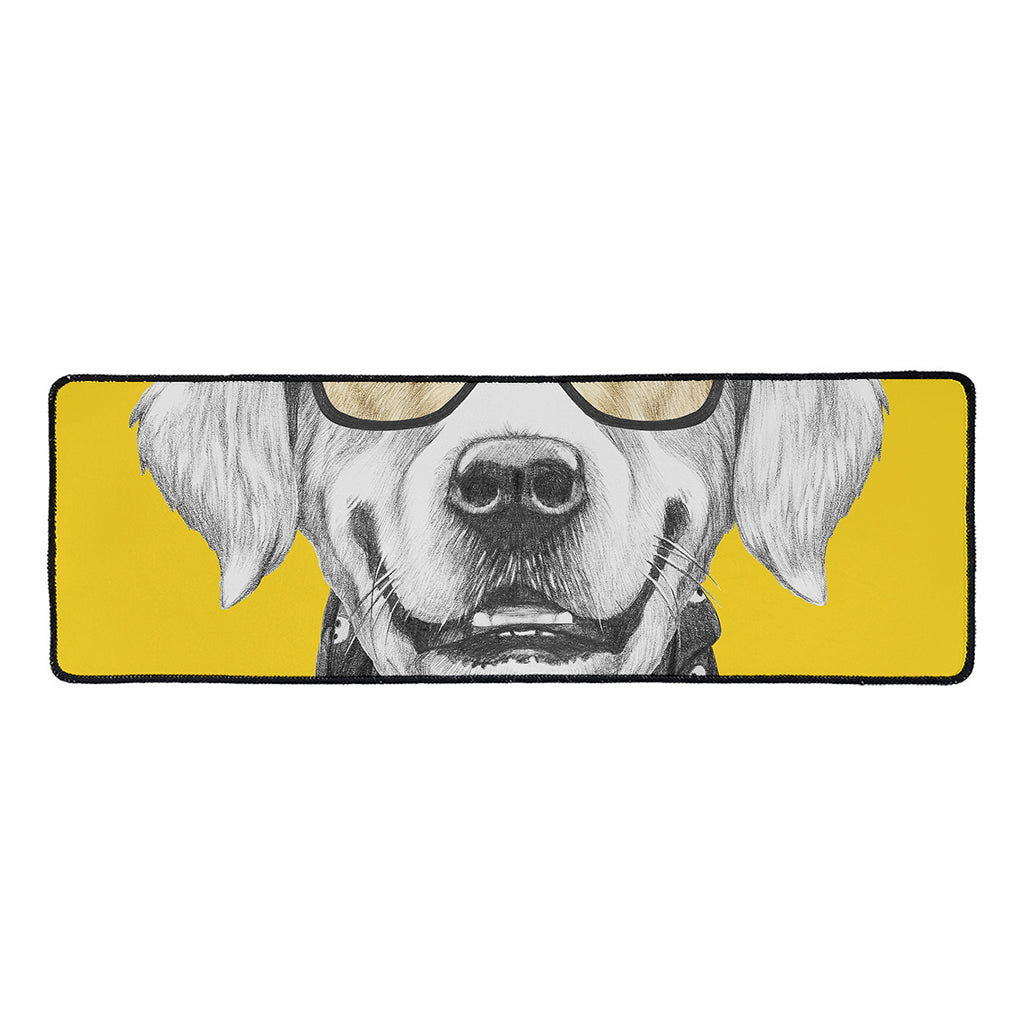 Golden Retriever With Glasses Print Long Kitchen Mat