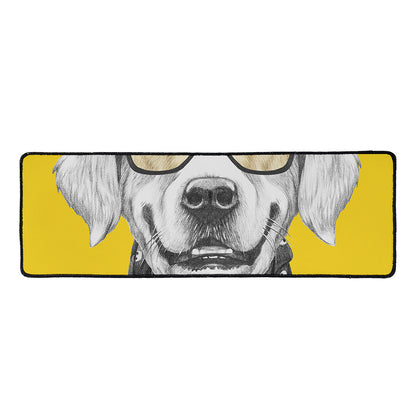 Golden Retriever With Glasses Print Long Kitchen Mat
