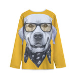 Golden Retriever With Glasses Print Long Sleeve Short Coat