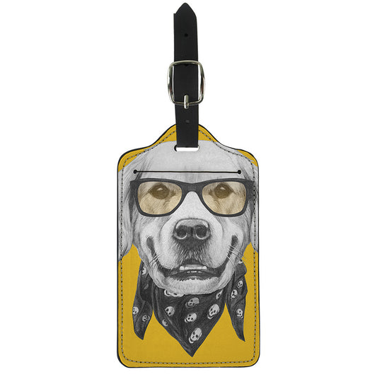 Golden Retriever With Glasses Print Luggage Tag